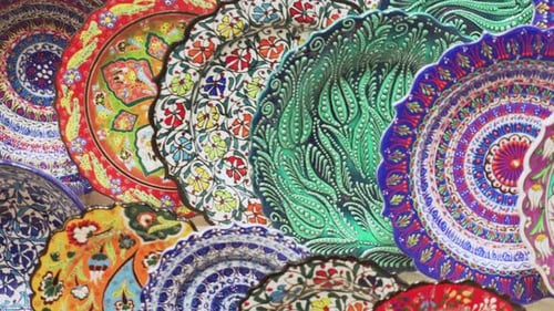 Colorful plates at the Grand Bazaar in Istanbul, Turkey