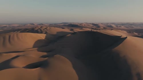 Panoramic Aerial View Of Huacachina Desert Oasis Of Peru.