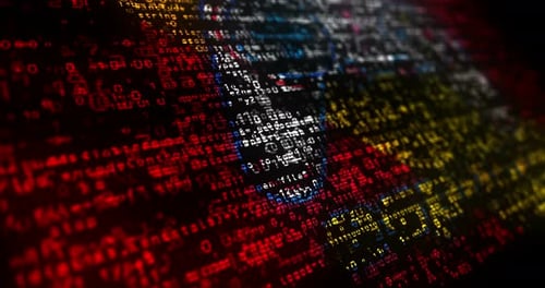 Animated Digital Code Skull and Video Gaming Text