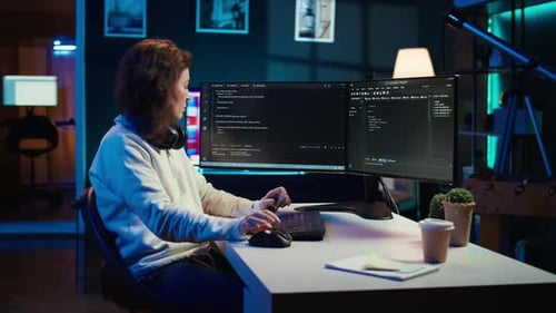 Programador que trabaja a distancia desde su propio apartamento filtrando el tráfico malicioso