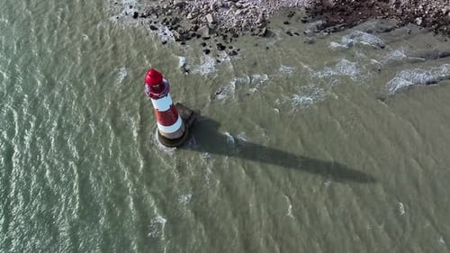 Red and White Lighthouse on the South Coast of England