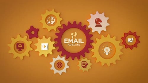 Email Marketing cogwheel loopable animation with icons