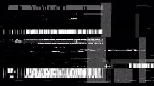 Corruption Collection: una pantalla negra con barras blancas en movimiento y un efecto de transición defectuoso