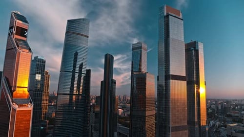 Aerial View of Skyscrapers Moscow City and Business District
