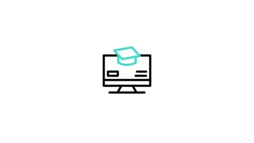 Online Learning Graduation Cap Monitor Icon Animation
