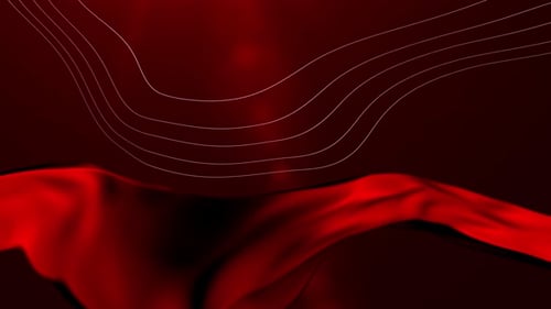 Abstract Red Flowing Fabric and Wavy Lines Background Animation