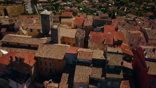 Popular tourist destination, South of France, above building rooftops