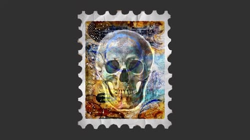 Vintage Anatomical Skull Ephemera Postage Stamp