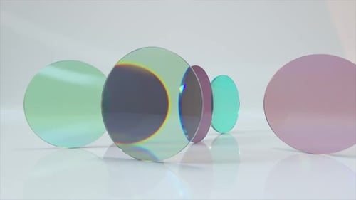 Abstract Holographic Glass Circles Rotating Animation Background