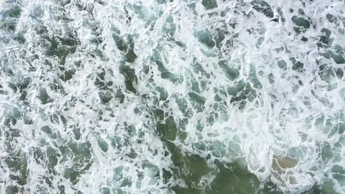 Aerial View of Wild Ocean Waves Crushing the Beach by Drone
