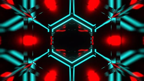 Rotes und türkisfarbenes außerirdisches psychedelisches Neonkorridor-Hintergrundbild VJ Loop in 4K