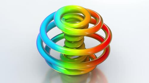 Abstract Rainbow Colored 3D Spiral Rotating Animation