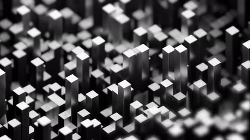 Abstract rectangular vertical 3D blocks moving up and down