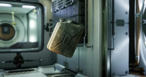 Gas Canister Floats in Zero Gravity Aboard the ISS