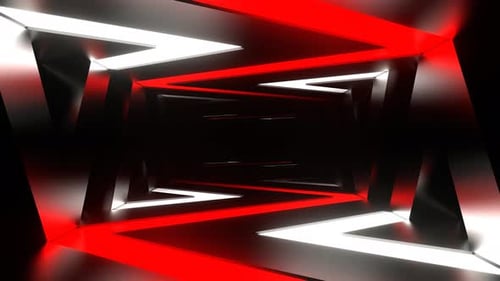 Roter und weißer Korridor mit Neonkurvenlinien im Hintergrund VJ Loop in 4K