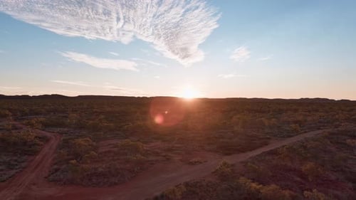 Dirt road of the red soiled outback of Australia.