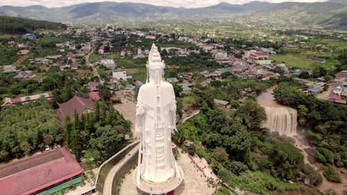Aerial view of linh an pagoda and lady buddha, Vietnam.