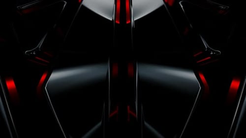 Abstract Metallic Red Shapes Rotating Background Loop