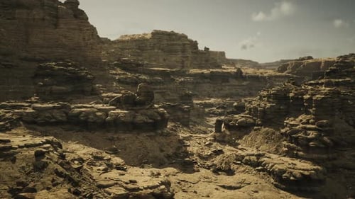 Wild Desert Scene Rugged Terrain with Jagged Sandstone Formations