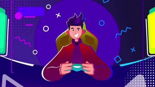 Young Man Playing Console Video Game 4K