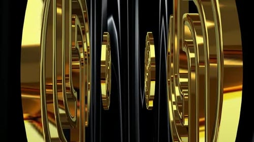 Luxurious Golden Abstract Shapes Tunnel Loop Background