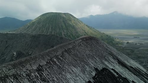 Bromo Volcano Crater Look Down Drone
