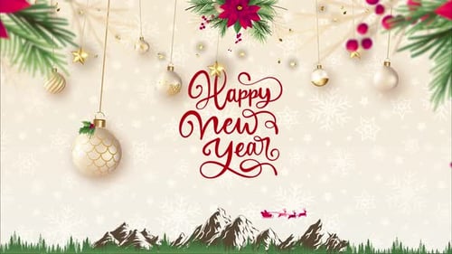 Christmas Happy New Year Light Red Background