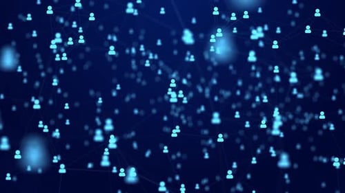 Futuristic Digital Network of Connected People Icons