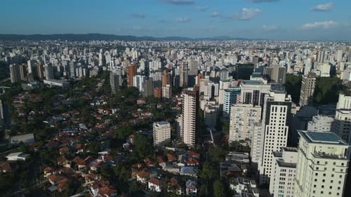 Aerial View of São Paulo Skyline and Residential Neighborhoods on a Sunny Day in Brazil