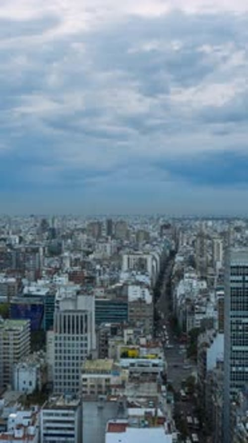 Buenos Aires City on Cloudy Evening Aerial View Argentina Vertical Video