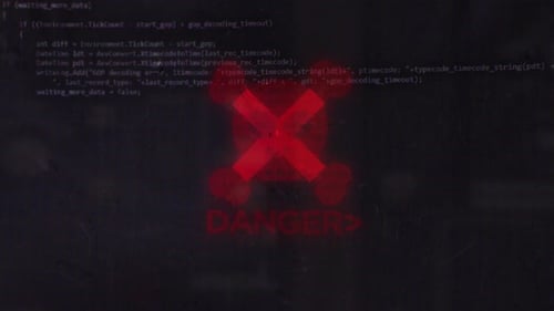 Cyber Security Danger Warning Glitch Screen