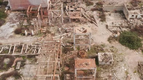 Abandoned EleAbandoned Electro Chemical plant buildings on a city coastline