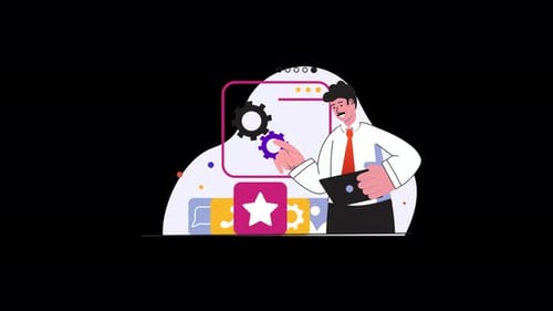 Businessman with technology gears in a modern design