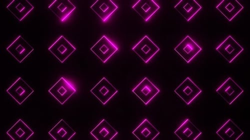 Pink On Black Abstract Neon Glowing Square Patterns Background Vj Loop Animation In 4K