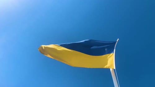 Flag Waving Against a Clear Blue Sky