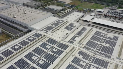 Solar power station on factory rooftop