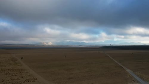 Timelapse of a wheat field with mountains in the back in Estado de Mexico, Mexico.