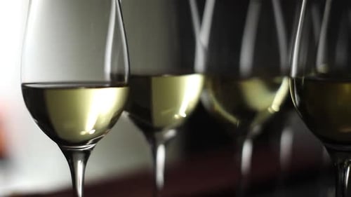 Close Up of White Wine Glasses