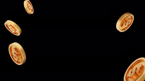 Dollar Gold Coin Flying | 4K Alpha | Loop