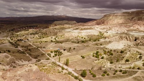 Aerial view of Goreme Historical National Park in Cappadocia