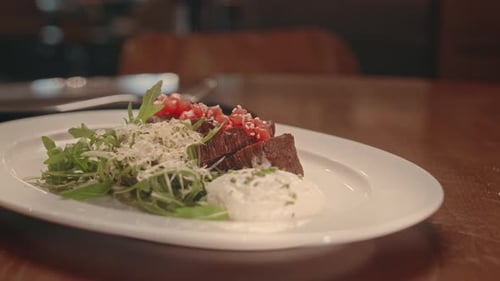 Medium Steak for Dinner in Restaurant