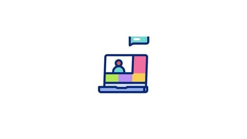 Animated Laptop Video Call Icon for Online Communication