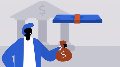 Animated Flat Design Illustration of Person and Money Accumulation