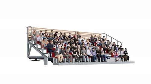 Sport Fans on Grandstand with Alpha Channel