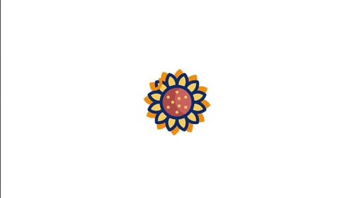 Flat Design Animated Sunflower Icon with Color Change