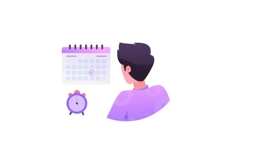 Un personaje de dibujos animados que selecciona una fecha en el calendario