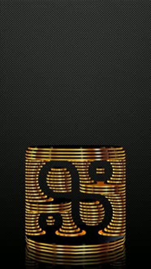 Vertical Background, Black and Gold Figure, Unique Design, Shape, Exclusive, Mirror, 3D Render