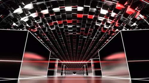 Bewegung roter und weißer Neonpartikel im Ellipsenhintergrund Vj Loop In 4K