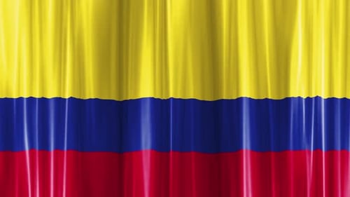 Waving Colombian Flag Curtain Loop with Fabric Texture