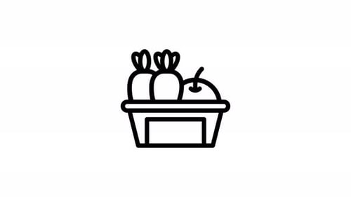 vegetable basket line icon animation